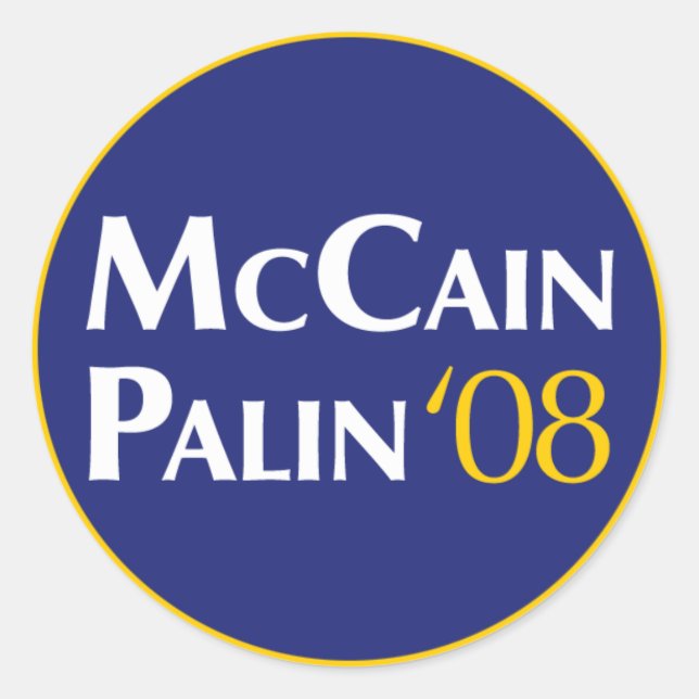 McCain-Palin Sticker Runt Klistermärke (Framsida)