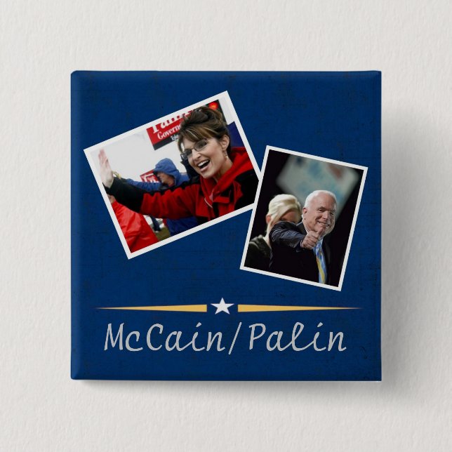 McCain-/Palinblått knäppas Knapp (Framsida)