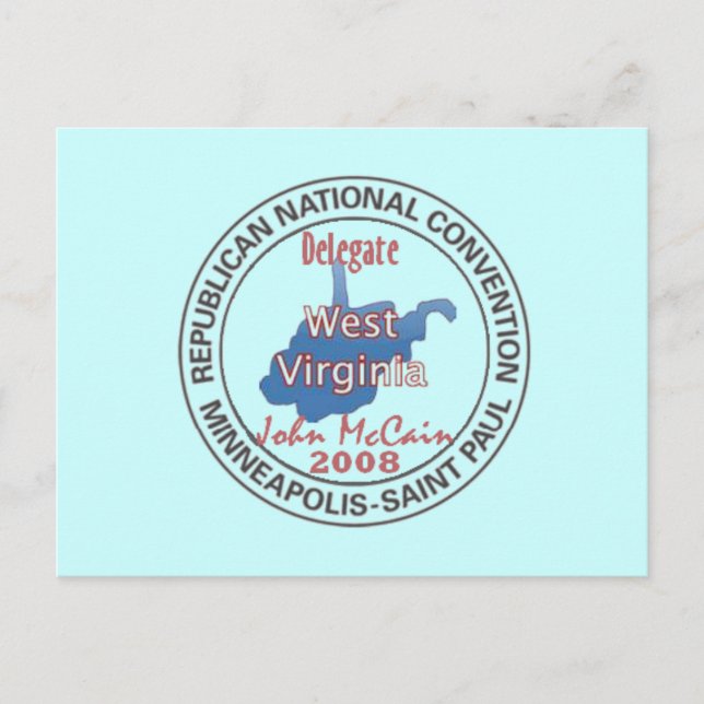 McCAIN WV RNC-vykort Vykort (Framsida)