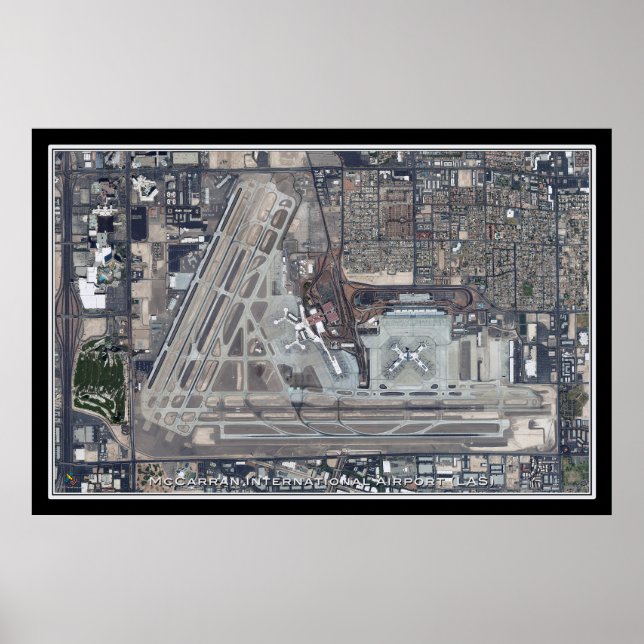 McCarran Intl Airport Las Vegas Satellite Karta Poster (Framsidan)