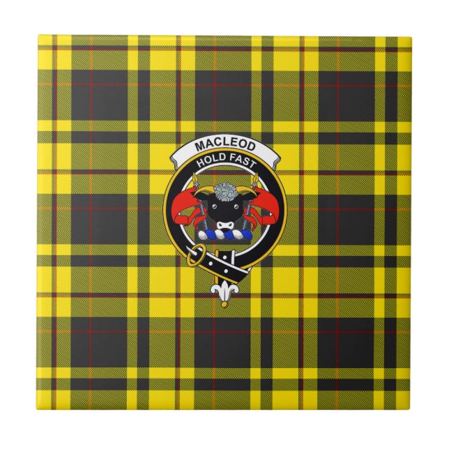 McCleod Tartan, Clan-emblem och valspråk-plattor Kakelplatta (Framsidan)