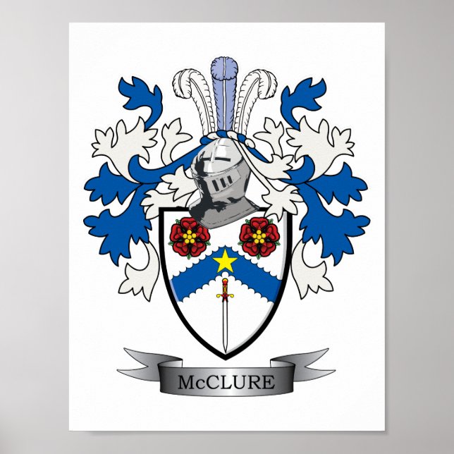 McClure Family Crest Jackar av Arm Poster (Framsidan)