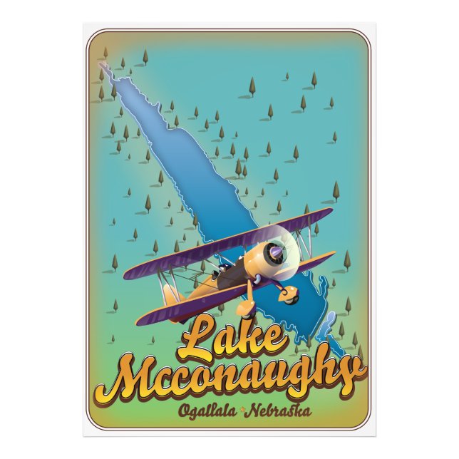 McConaughy-sjön vintage reserplakat. Fototryck (Framsidan)