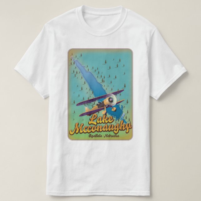 McConaughy-sjön vintage reserplakat. T Shirt (Design framsida)