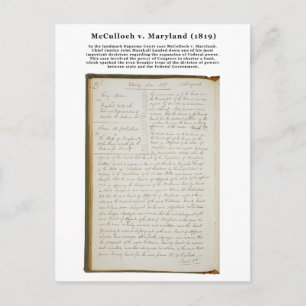 McCulloch mot Maryland, 17 U.S. 316 (1819) Vykort