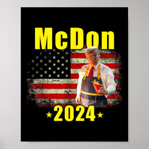 Mcdon 2024 Rolig Donald Trump Fransk Fritering Kok Poster