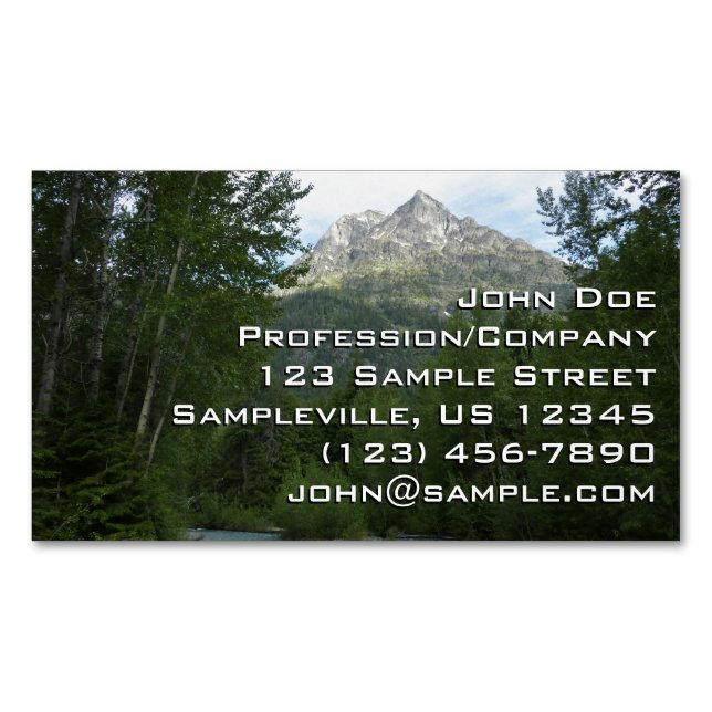 McDonald Creek vid Glacier National Park Magnetiska Visitkort (Framsida)