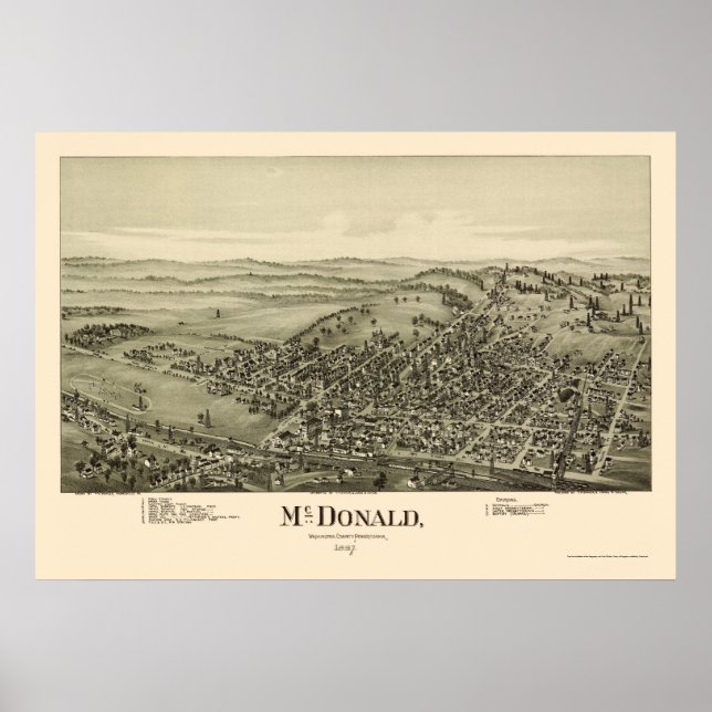 McDonald, PA Panoramic Karta - 1897 Poster (Framsidan)
