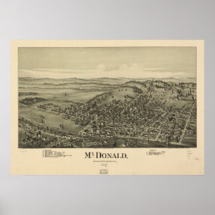 McDonald Pennsylvania 1897 Antique Panoramic Karta Poster