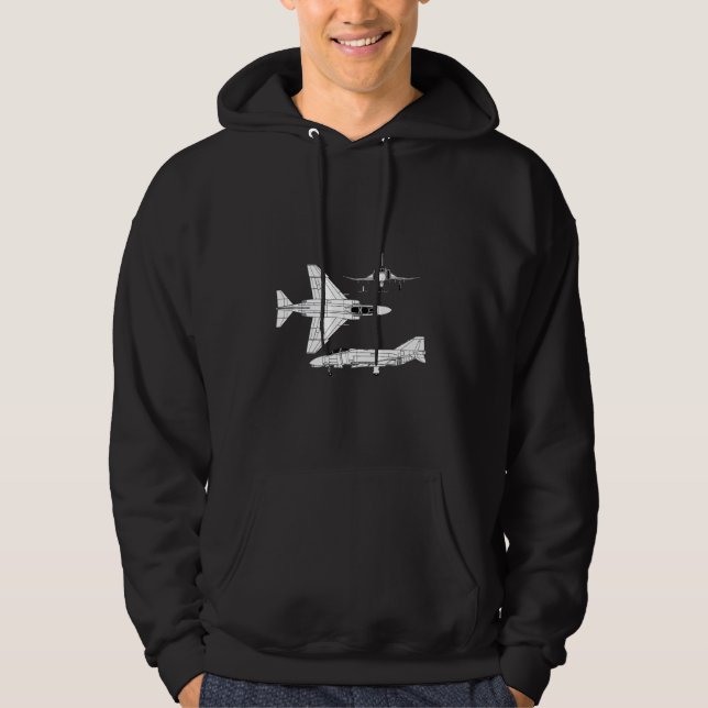 McDonnell Douglas F-4 Phantom II Blueprint Aircraf Hoodie (Framsida)