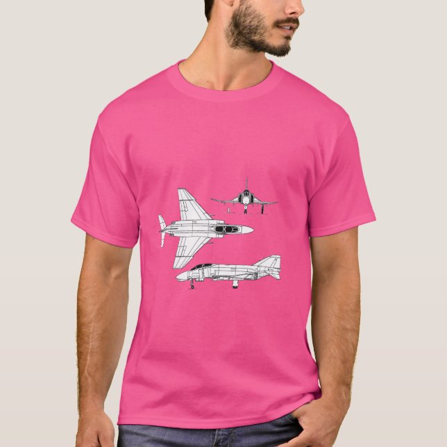 McDonnell Douglas F-4 Phantom II Blueprint Aircraf T Shirt (Framsida)