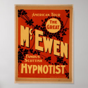 McEwen, "Hypnotist" Vintage Theater Poster