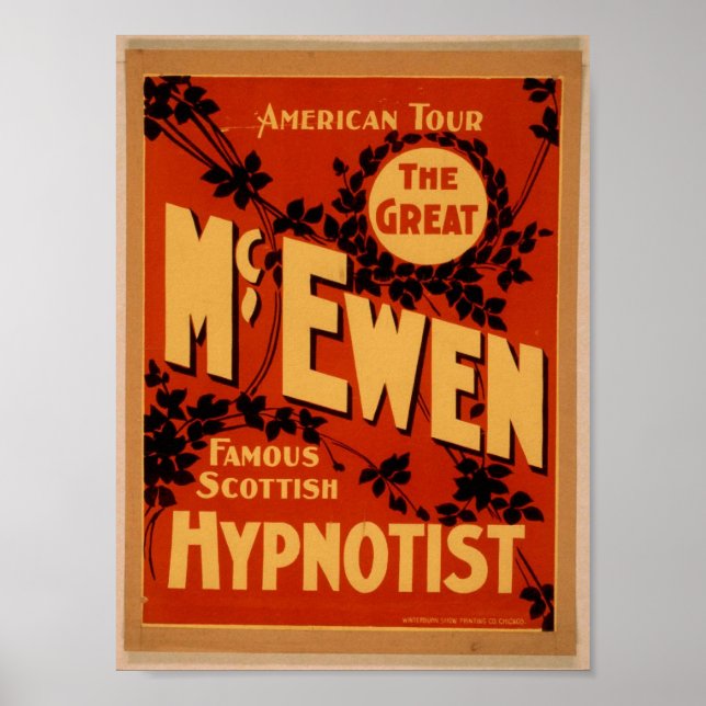 McEwen, "Hypnotist" Vintage Theater Poster (Framsidan)
