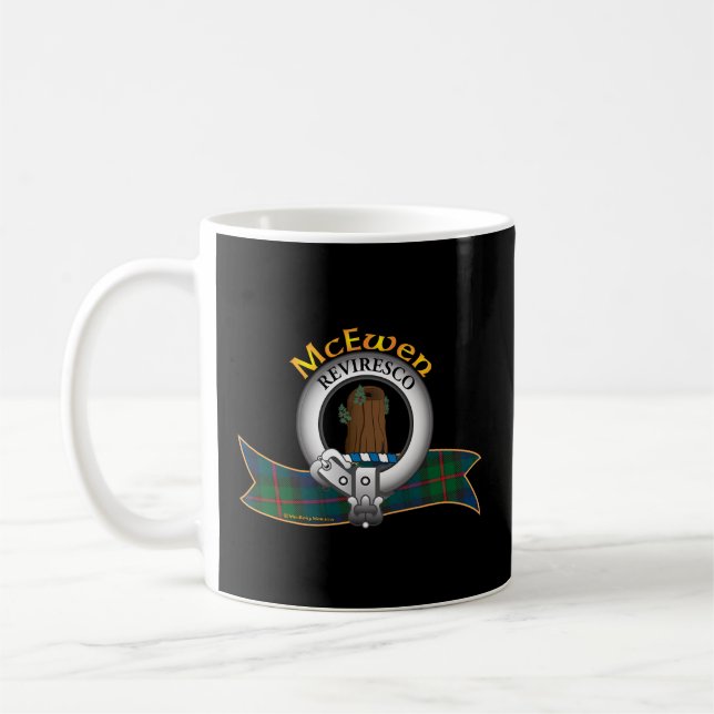 Mcewen Klan Tartan Vapensköld Motto Kaffemugg (Vänster)