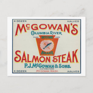 McGowan, Washington - Keystone Salmon Fodral-etike Vykort