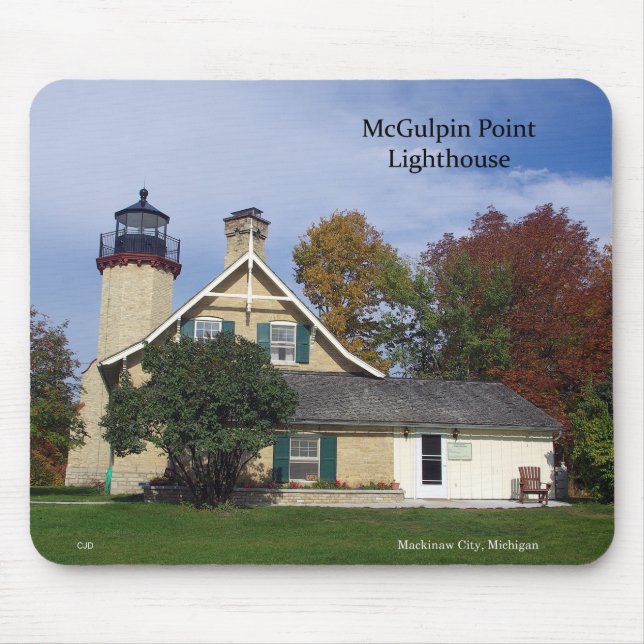 McGulpin Point Lighthouse fall mouspad Musmatta (Framsidan)
