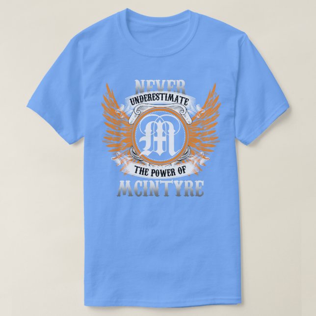 Mcintyre Namn Shirt underskattar aldrig effekten T (Design framsida)