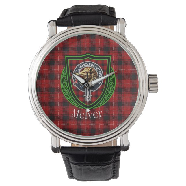 McIver Scottish Clan Tartan & Crest Armbandsur (Framsida)