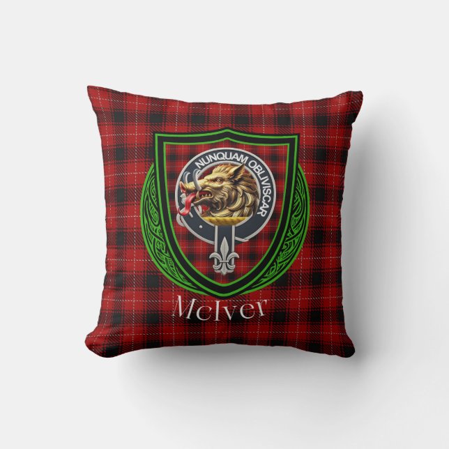 McIver Scottish Clan Tartan & Crest Kudde (Framsida)