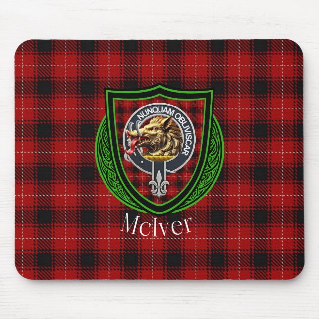 McIver Scottish Clan Tartan & Crest Musmatta (Framsidan)
