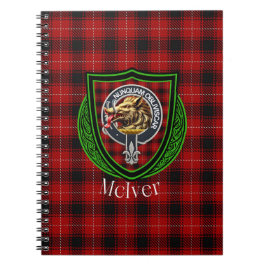 McIver skotska klan tartan och vapensköld Anteckningsbok