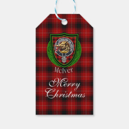 McIver skotska klan tartan och vapensköld Presentetikett