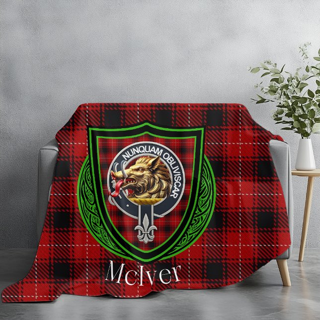 McIver skotska klan tartan vapen Fleecefilt (Skapare uppladdad)
