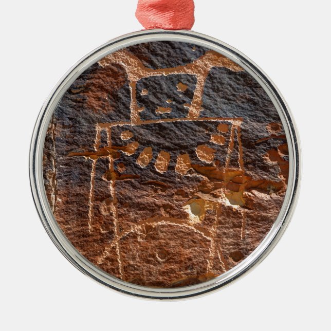 Mckee fjädrar den Vernal petroglyphen - - Utah Julgransprydnad Metall (Framsidan)