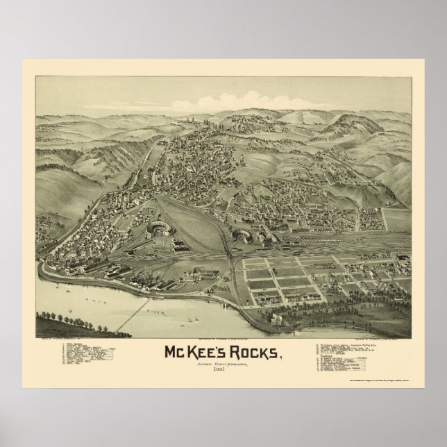 McKee's Sten, PA Panoramic Karta - 1901 Poster (Framsidan)