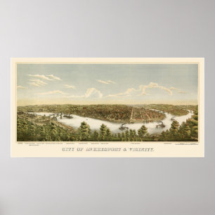 McKeesport, PA Panoramic Karta - 1894 Poster