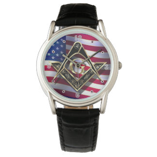McKim's Black/Guld Square & ComPass Patriotic Armbandsur