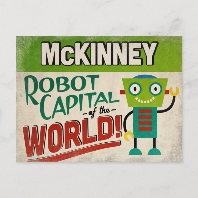 McKinney Texas Robot - Rolig Vintage Vykort (Framsida)