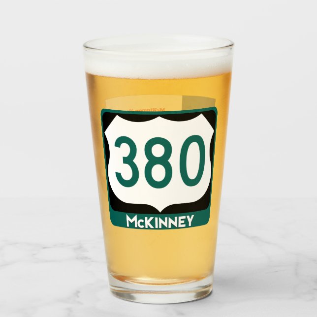 McKinney, Texas, & US 380, Pint Glass Glaskopp (Framsida fylld)