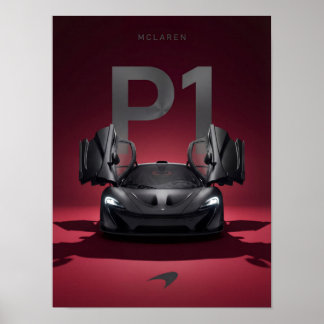 McLaren P1 Hypercar Affisch - Svart Supersportbil