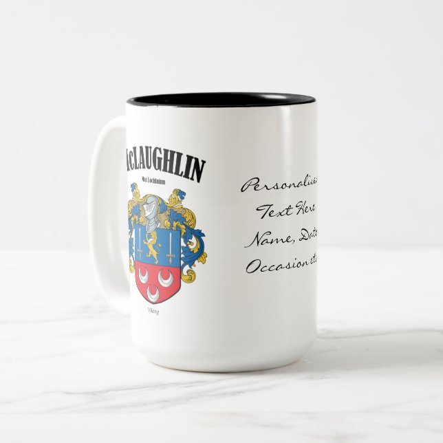 McLaughlin Family Crest, Translation & Meaning Två-Tonad Mugg (Framsida vänster)