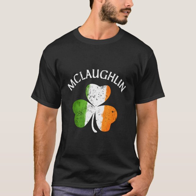 Mclaughlin Irish Family Namn T Shirt (Framsida)