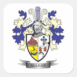 McLean Family Crest Jackar av Arm TITLE Fyrkantigt Klistermärke