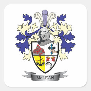 McLean Family Crest Jackar av Arm TITLE Fyrkantigt Klistermärke