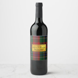 McLean Tartan Play Bröllop Vin-etikett Vinflaska Etikett