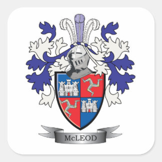 McLeod Family Crest Jackar av Arm Fyrkantigt Klistermärke