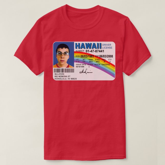 Mclovin Superbad ID T Driver Driver Gifts Funny Dr T Shirt (Design framsida)