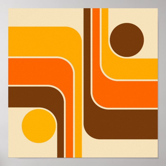 MCM 1970-tals Retro Stil Geometri Stripad Design Poster (Framsidan)