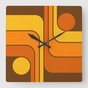 MCM 1970-tals Retro Stil Geometrisk Design Fyrkantig Klocka