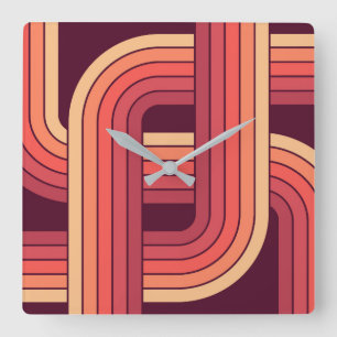 MCM 1970-tals Retro Stil Geometrisk Design Fyrkantig Klocka