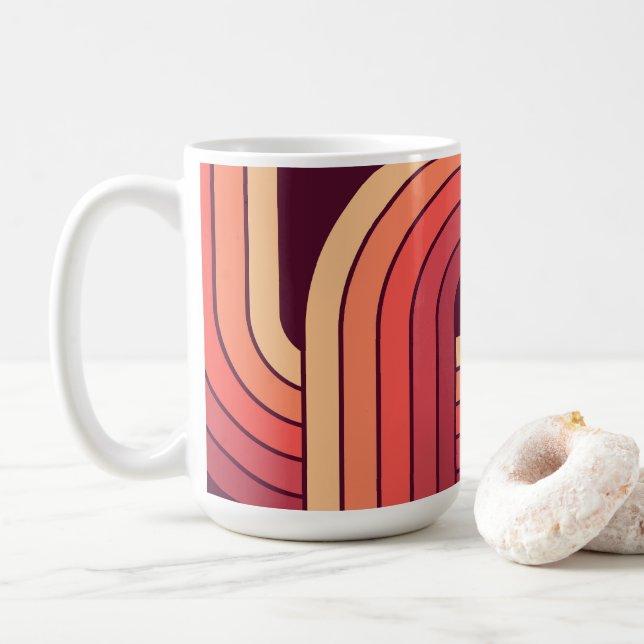 MCM 1970-tals Retro Stil Geometrisk Design Kaffemugg (Med munk)