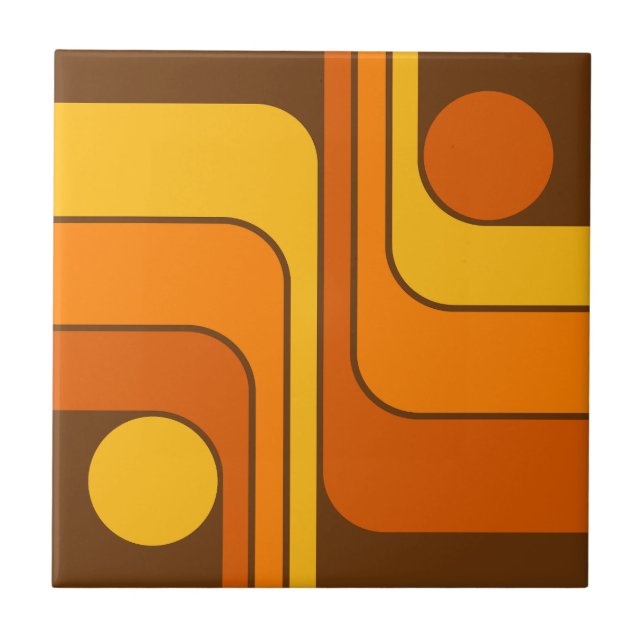 MCM 1970-tals Retro Stil Geometrisk Design Kakelplatta (Framsidan)