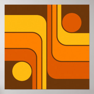 MCM 1970-tals Retro Stil Geometrisk Design Poster