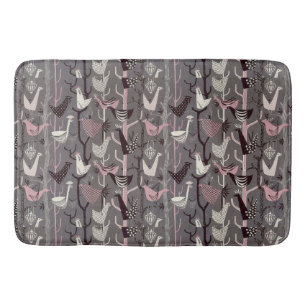MCM Birds Chickens Ankor Rosa Black Grått White Badrumsmatta
