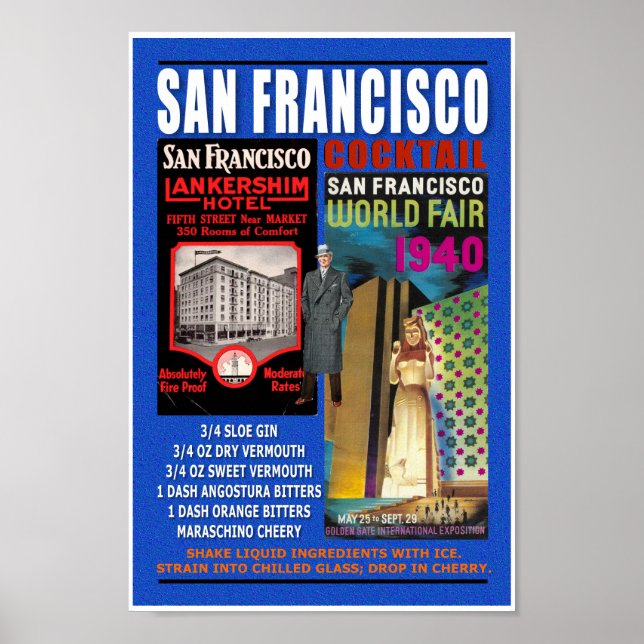 MCM COCKTAILRECEPT 'SAN FRANCISCO' POSTER (Framsidan)