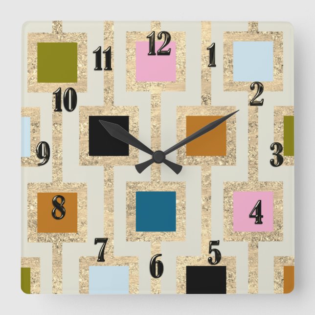 MCM Design Guld All Färg kan ändras Fyrkantig Klocka (Framsida)